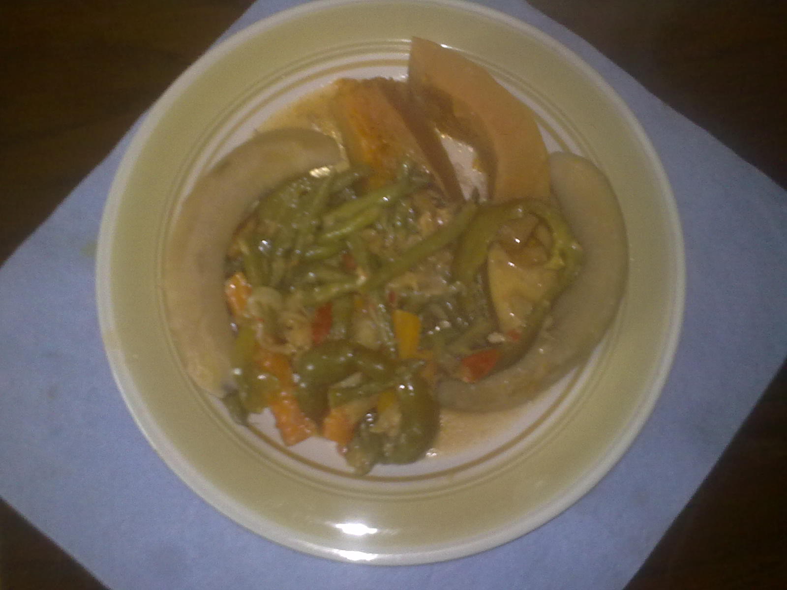 Steamed Vegetable with pumpkin and green bananas