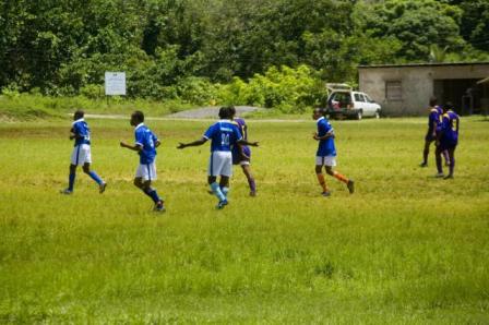 Footballers on Grass