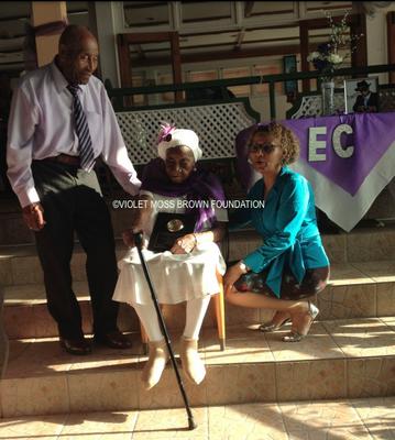 Violet Moss Brown with her Son & Mrs Bernard - Owner of Glistening Waters 
